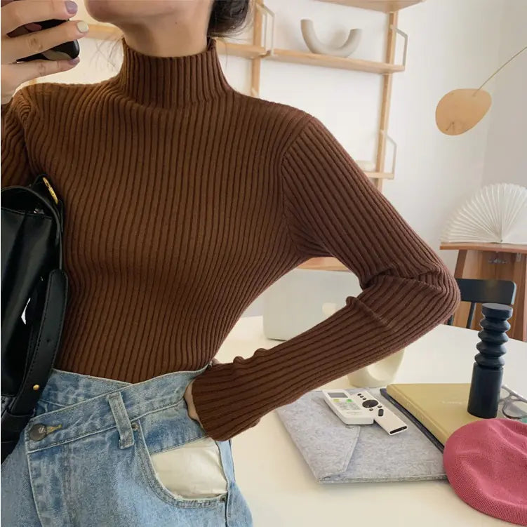 Women's slim turtleneck sweater
