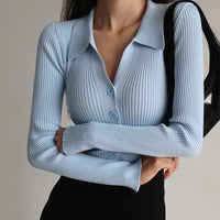 Slim Fit Buttoned V-Neck Sweater